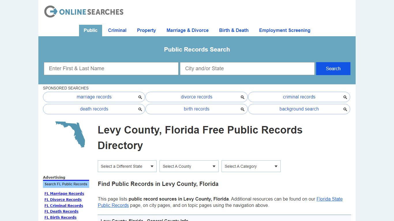 Levy County, Florida Public Records Directory